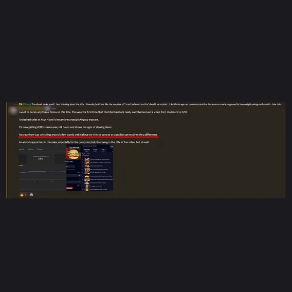 A client on Discord: a title change took a video from mediocre to 2/10, now 2,000+ views every 48 hours