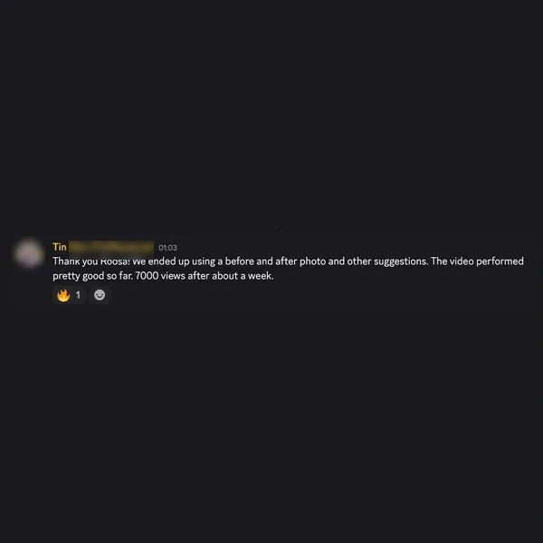 Tin on Discord: thanks Roosa, the video reached 7,000 views after about a week