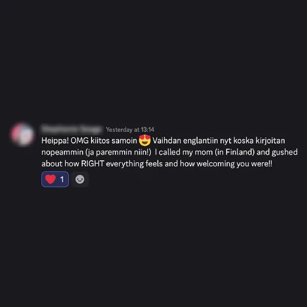 Client feedback screenshot from Discord or email