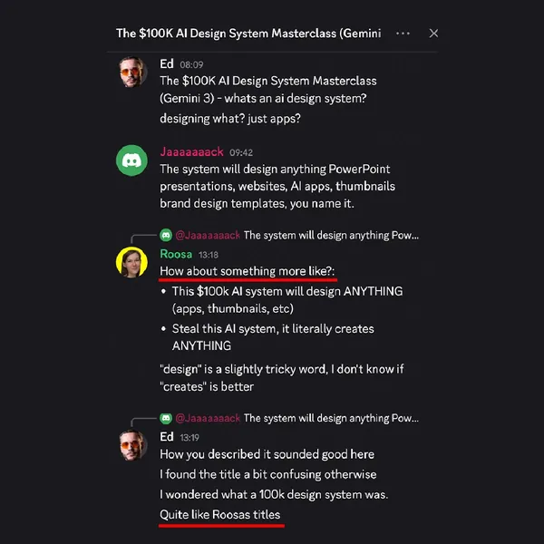 Client feedback screenshot from Discord or email