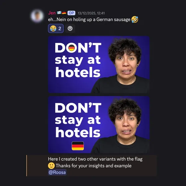 Client feedback screenshot from Discord or email