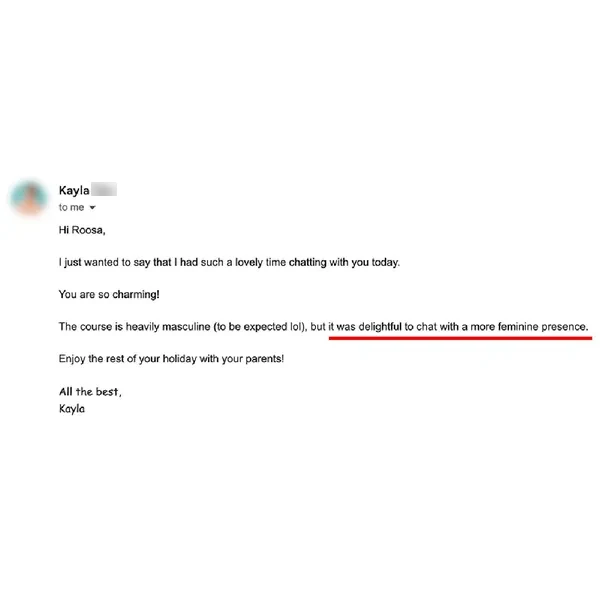 Client feedback screenshot from Discord or email