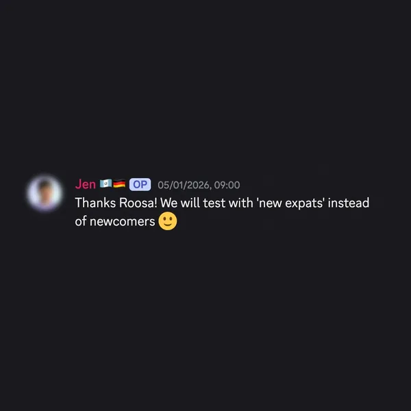 Client feedback screenshot from Discord or email