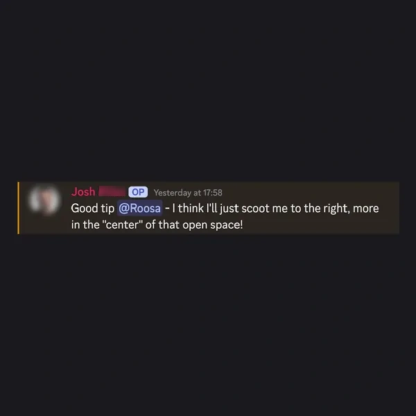 Client feedback screenshot from Discord or email
