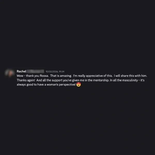 Client feedback screenshot from Discord or email