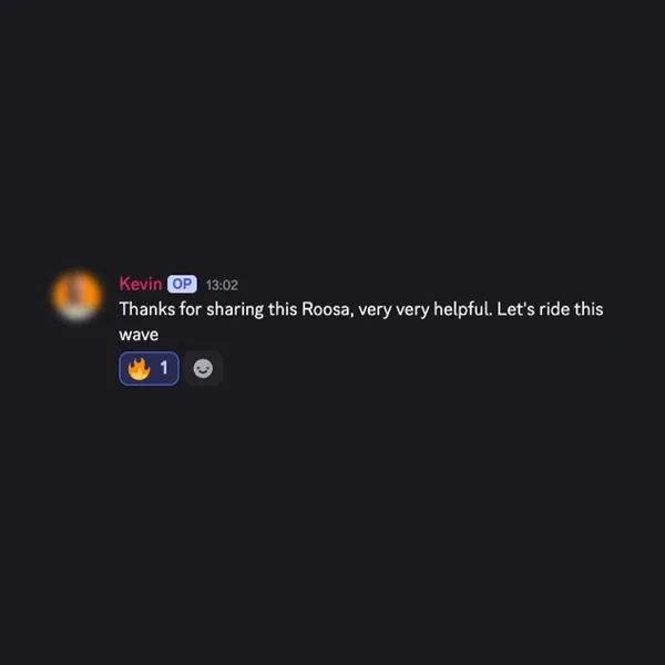 Client feedback screenshot from Discord or email
