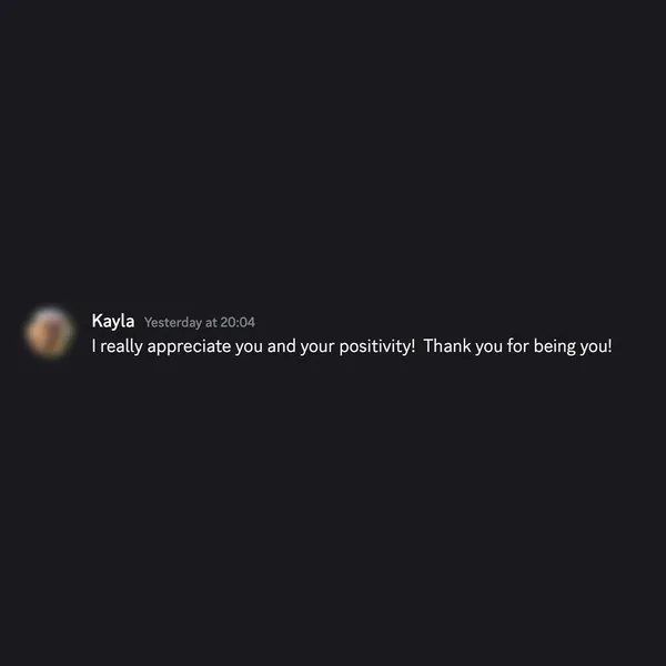 Client feedback screenshot from Discord or email