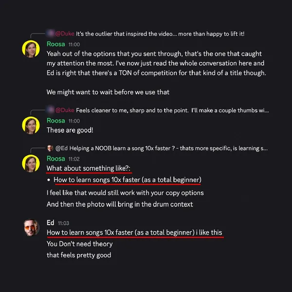 Client feedback screenshot from Discord or email