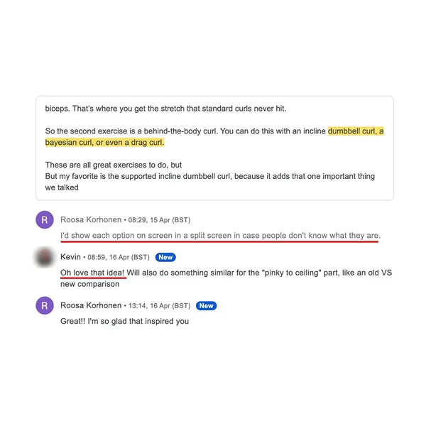 Client feedback screenshot from Discord or email