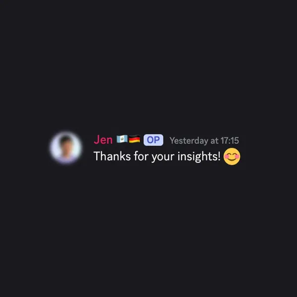 Client feedback screenshot from Discord or email