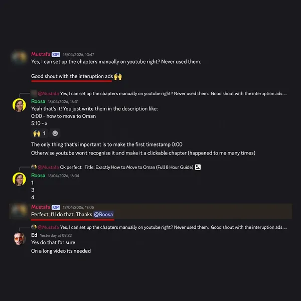 Client feedback screenshot from Discord or email