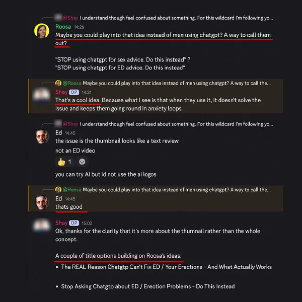 Client feedback screenshot from Discord or email