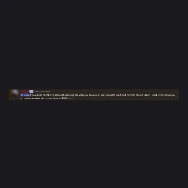 Client feedback screenshot from Discord or email