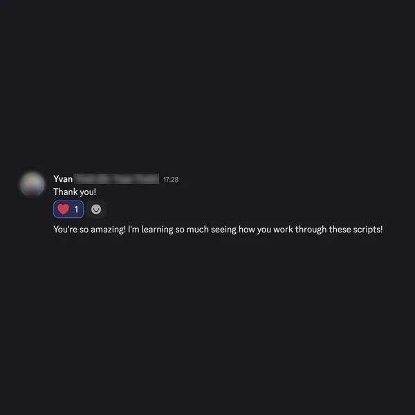 Client feedback screenshot from Discord or email