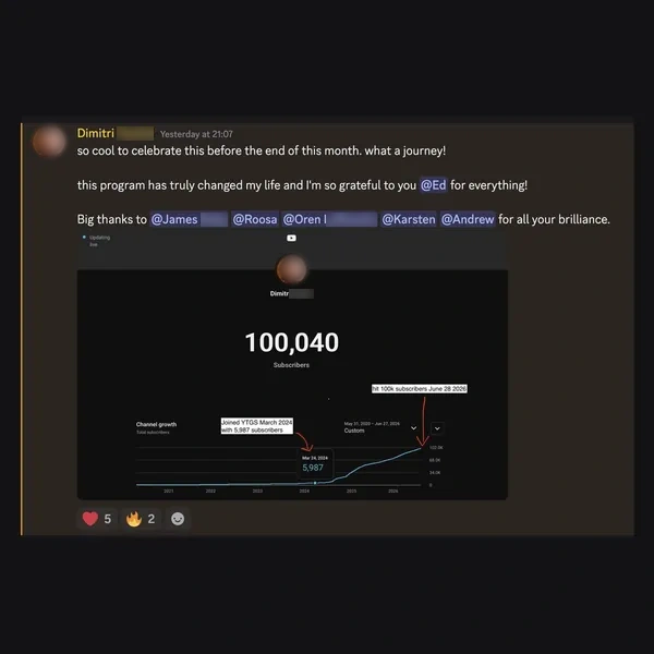 Client feedback screenshot from Discord or email