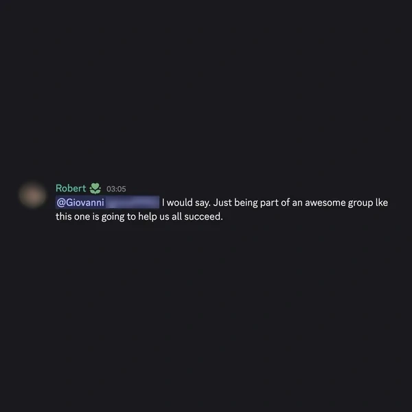 Client feedback screenshot from Discord or email