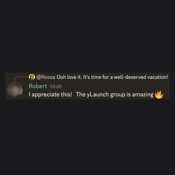 Client feedback screenshot from Discord or email