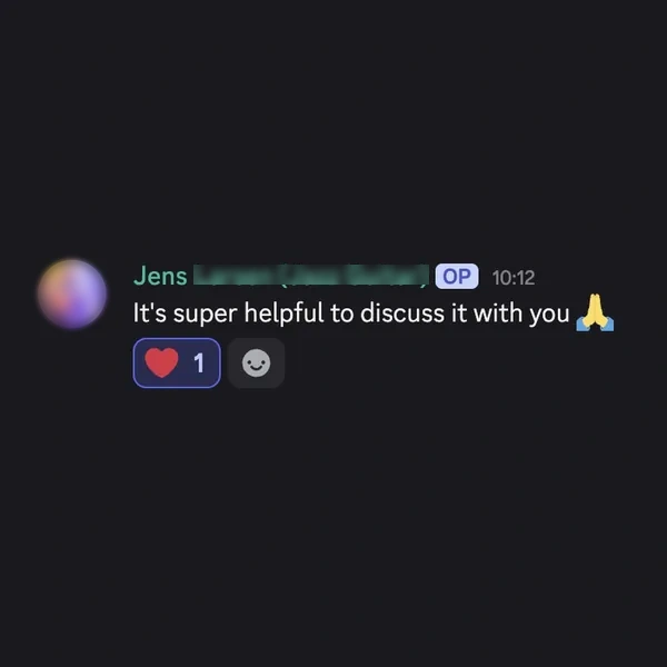 Client feedback screenshot from Discord or email