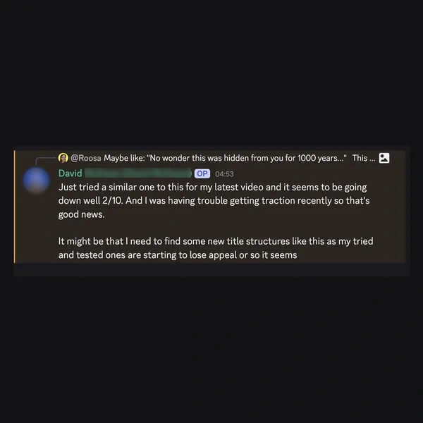 Client feedback screenshot from Discord or email
