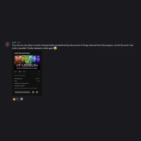 Client feedback screenshot from Discord or email